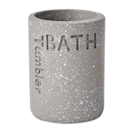 Kúpeľňový pohár na kefky cement s nápisom bath sivý 10,2 cm