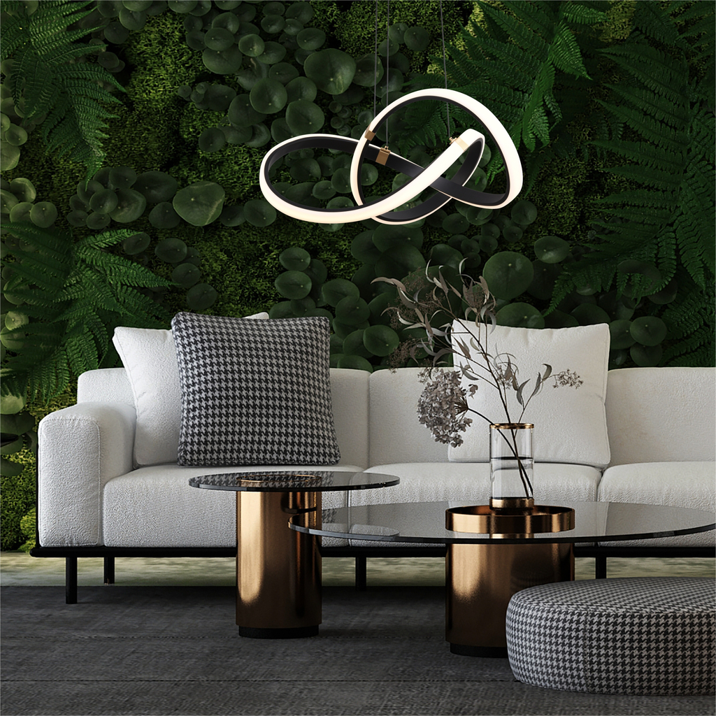 Závesné LED svietidlo INDIGO čierno-zlaté