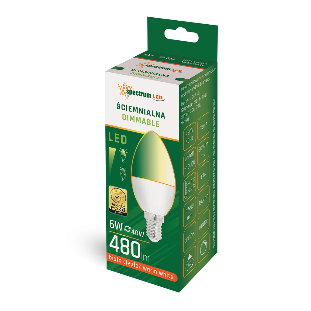 LED žiarovka E14 6W teplá farba DIMMABLE SPECTRUM