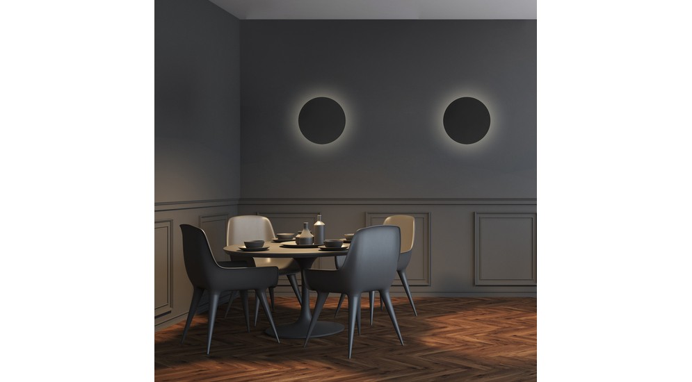 Nástenné svietidlo minimalistické okrúhle čierne LUNA NEW 30 cm