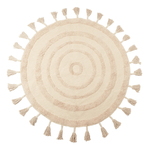 Okrúhly koberec BOHO so strapcami, krémový 100 cm