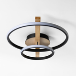 Stropné LED svietidlo ALMERIA 2 krúžky svetlo drevo čierne