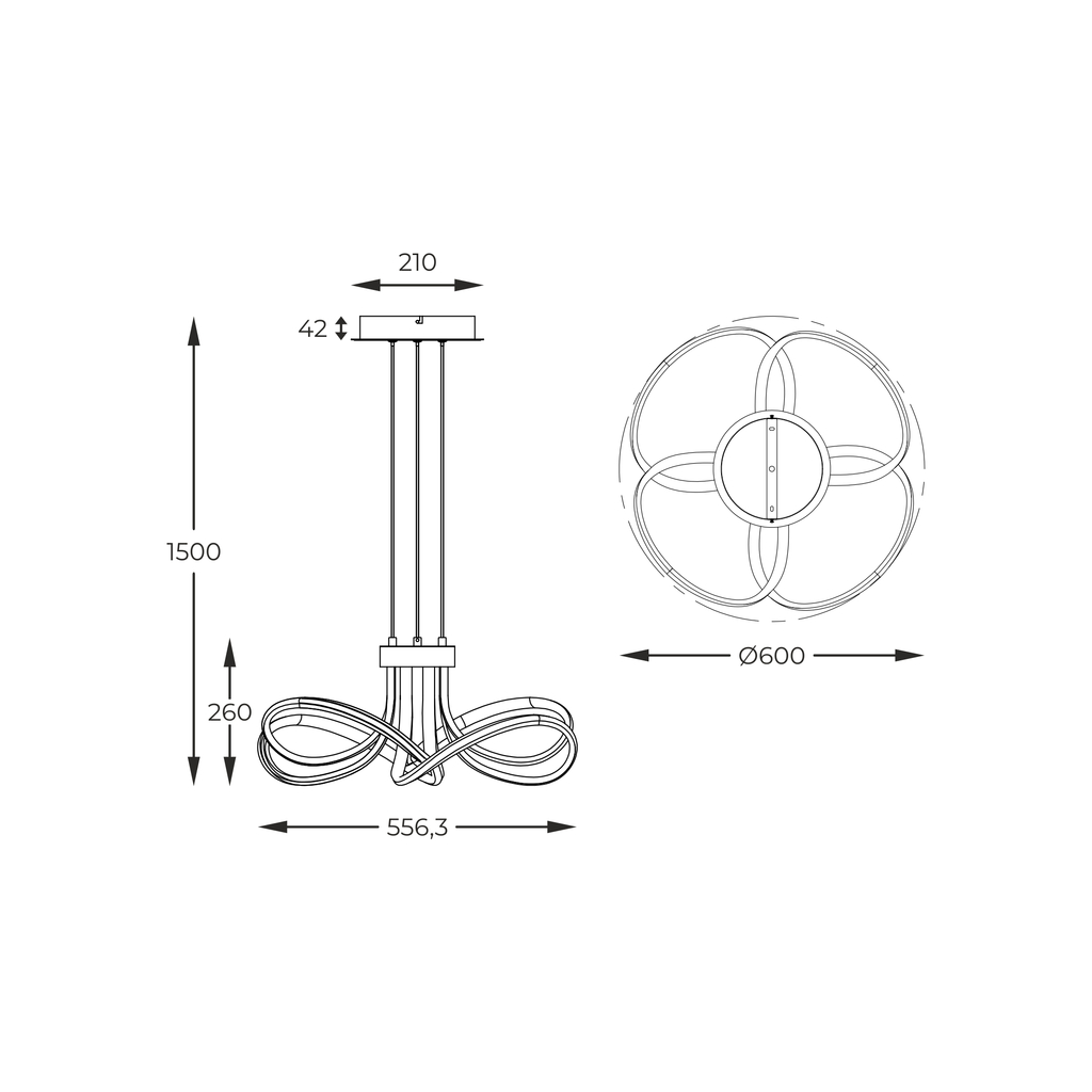 Závesné LED svietidlo ABRO čierno-šedo-zlatá