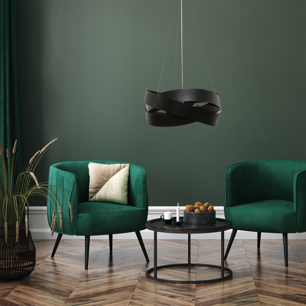 Čierne závesné svietidlo TORNADO