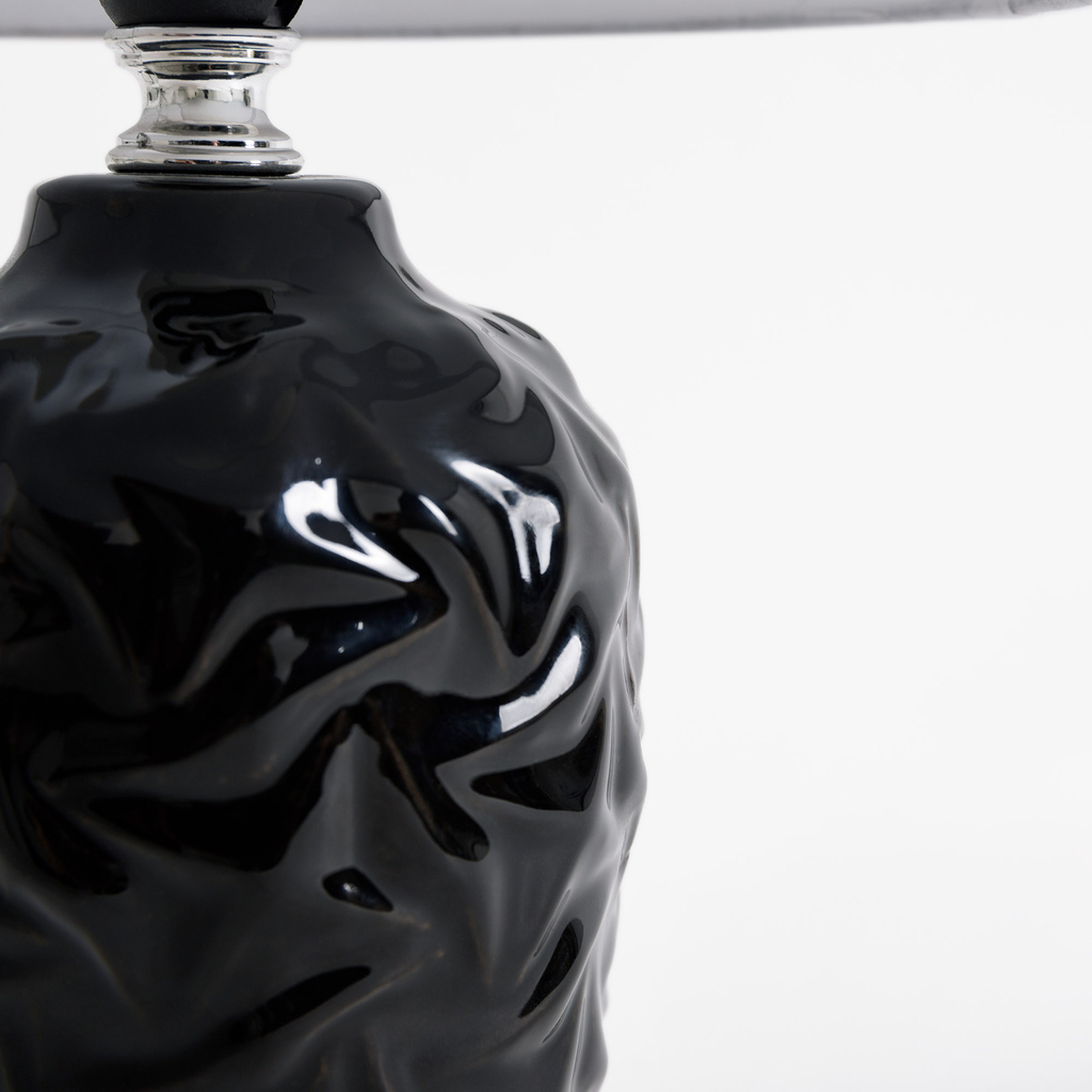 Stolná lampa s tienidlom čierno-biela 31,5 cm