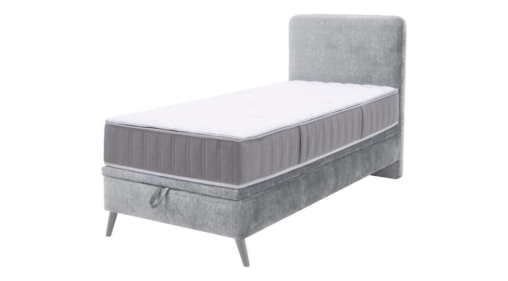 Kontinentálna jednolôžková posteľ svetlošedá AURORA 90x200 cm