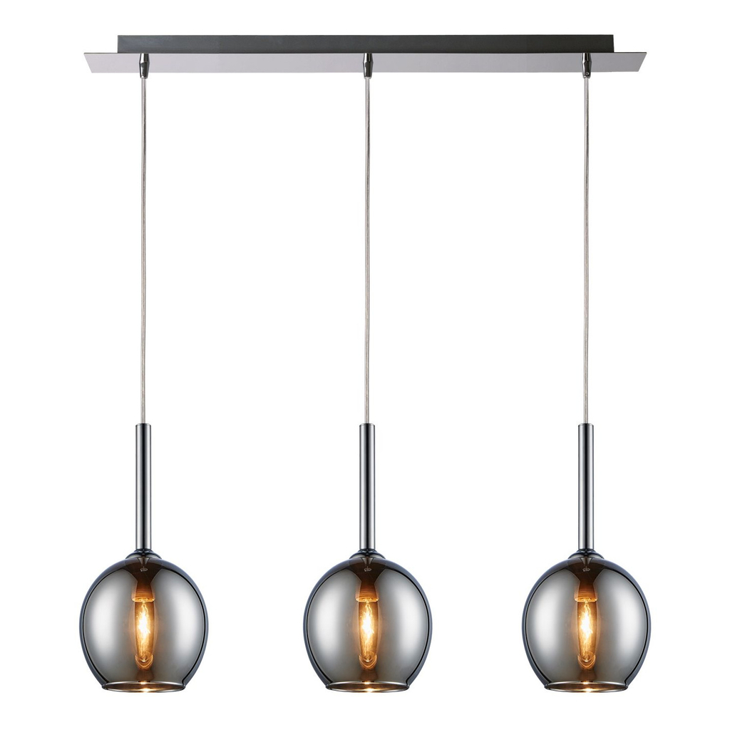 Závesné svietidlo s 3 sklenenými tienidlami, chromované, MONIC