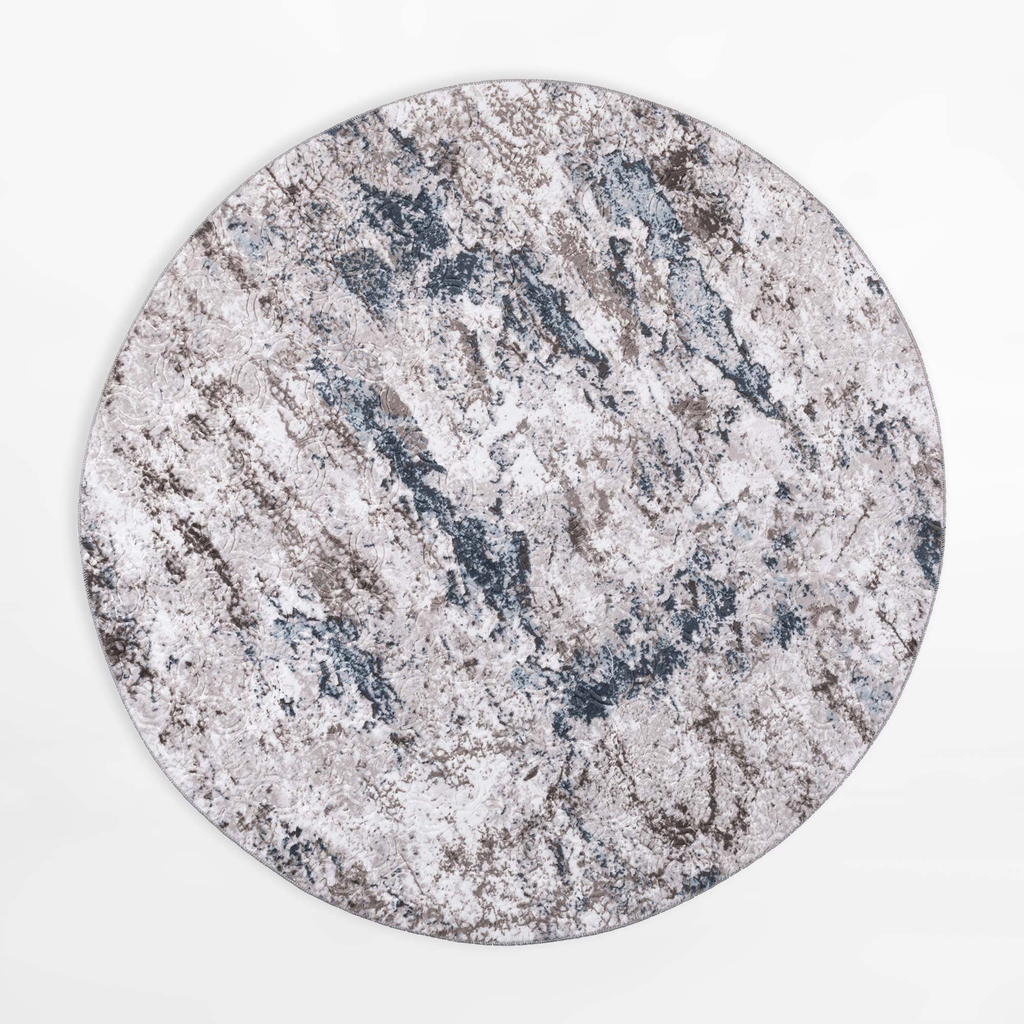 Retro koberec VISION, sivo-modrý, okrúhly, 120 cm
