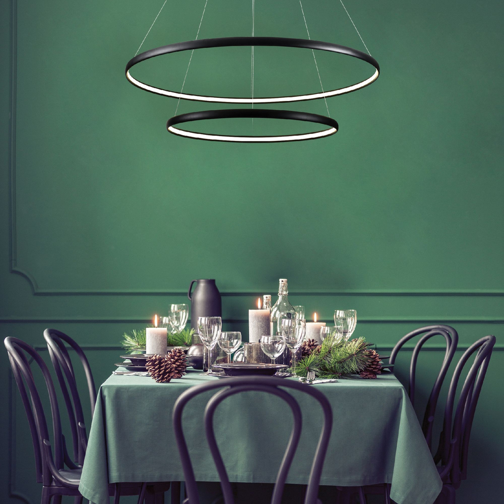 LED luster na lanku 2 prstene čierna CARLO