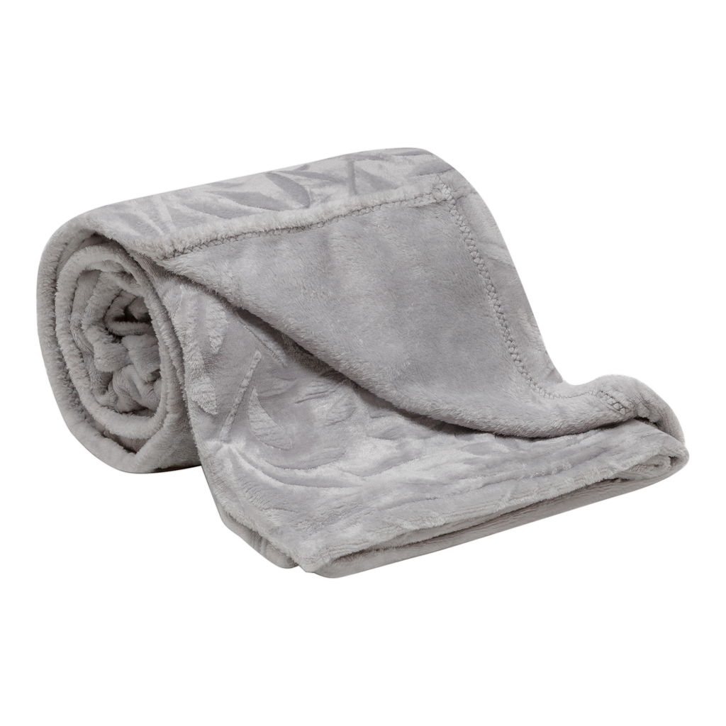 Sivá deka MILO s rastlinným motívom 130x160 cm