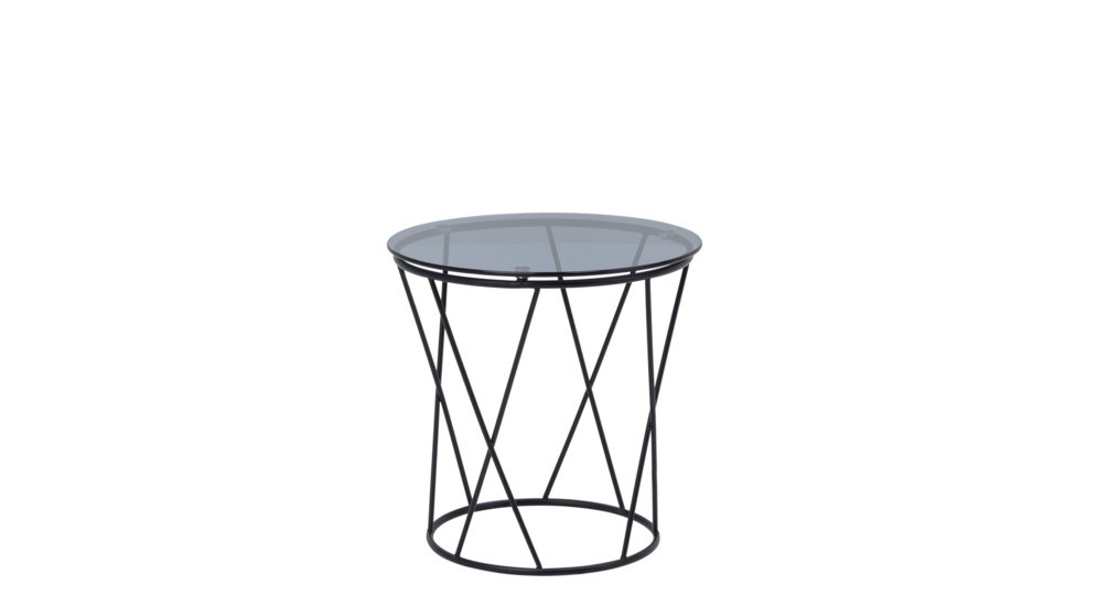 Kávový stolík okrúhly so sklenenou vrchnou doskou 50 cm SANI