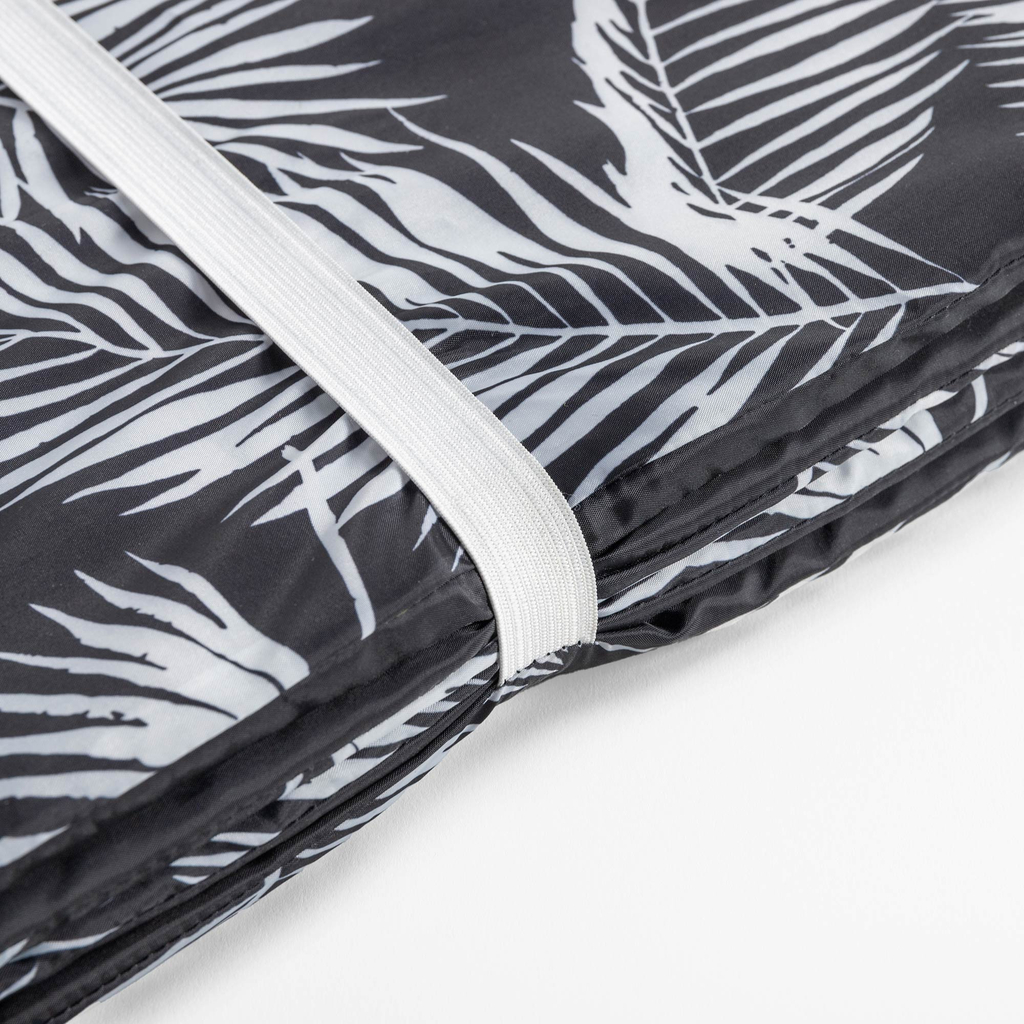 Plážová podložka so vzorom listov, čierna, 50x160 cm