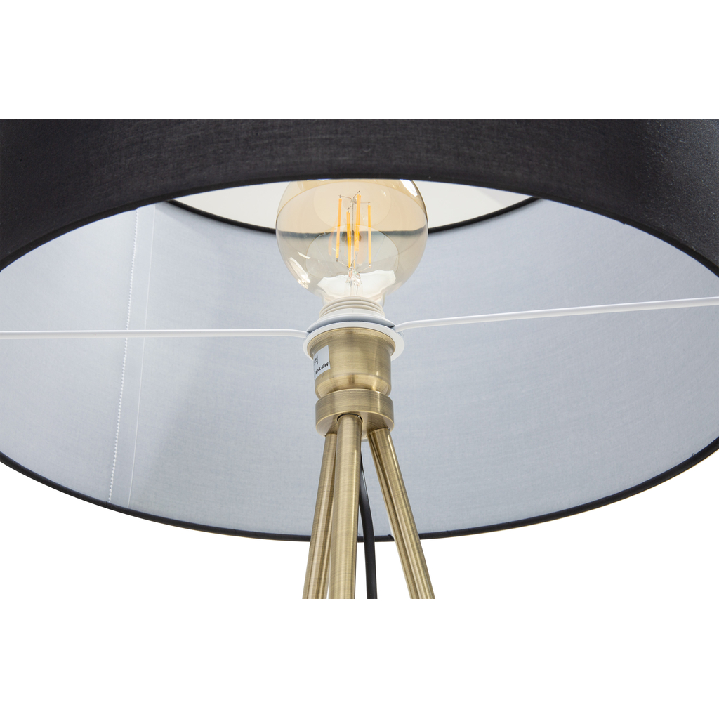 Stojaca lampa CARA trojnožka tienidlo čierna