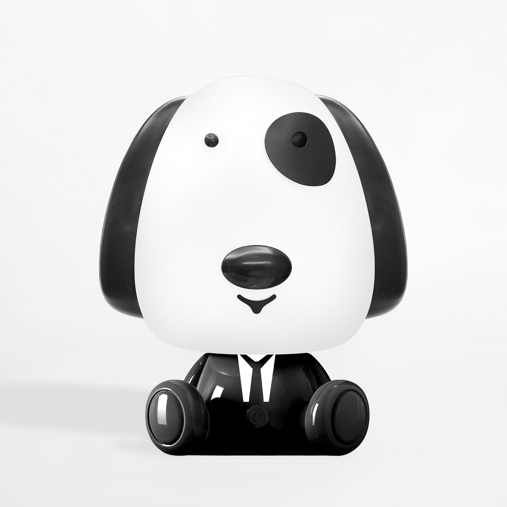 Nočná LED lampa bielo-čierna PES