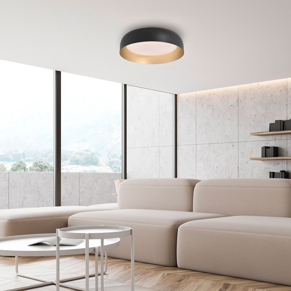 Stropné svietidlo LED čierno-zlaté OSKO s diaľkovým ovládaním fi 40 cm