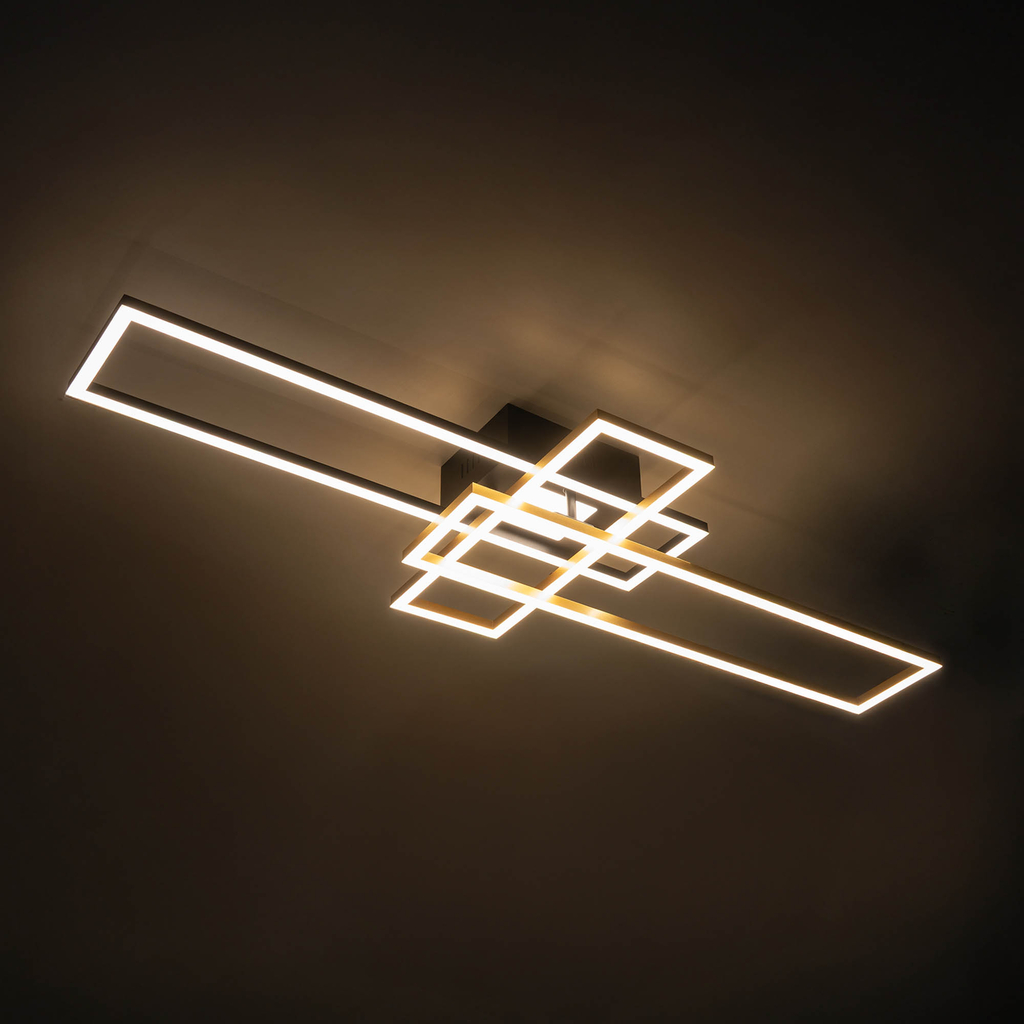 LED stropné svietidlo čierno-zlatá LUMENZ s diaľkovým ovládačom