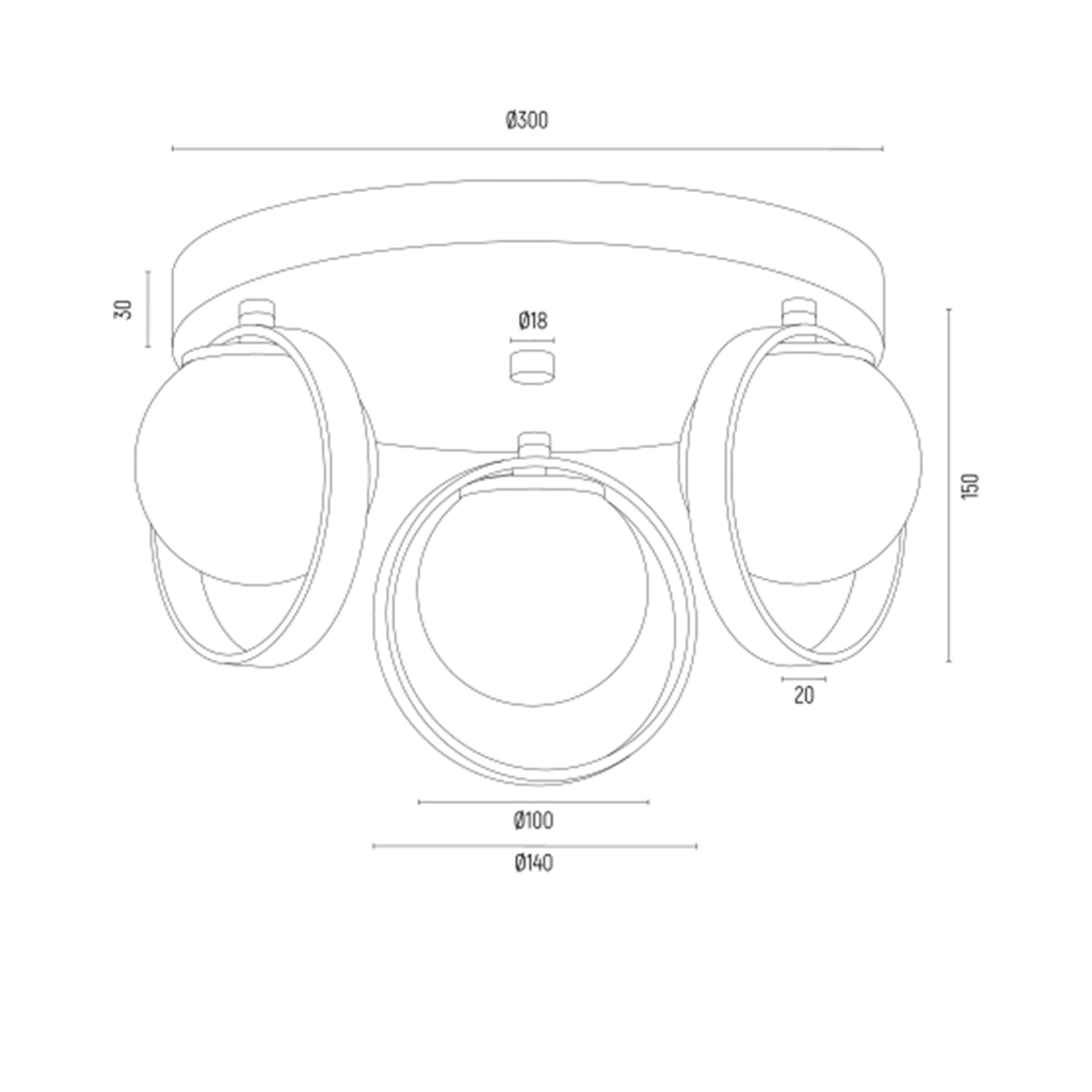 Stropné svietidlo 3 sférické tienidlá zlaté SATURNIA