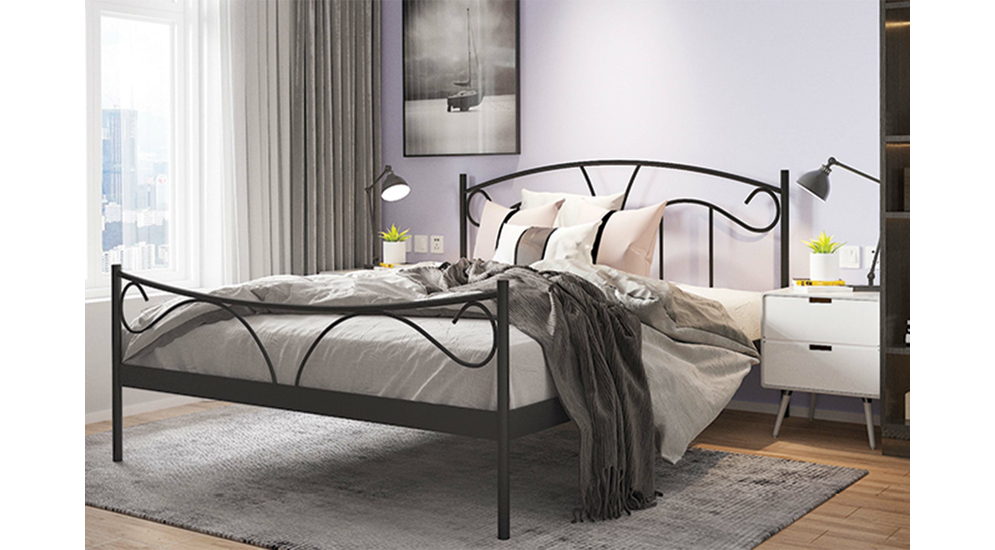 Kovová posteľ s roštom čierna VIVA 140x200 cm