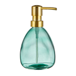 Zelený dávkovač mydla so zlatou pumpičkou 16,5 cm