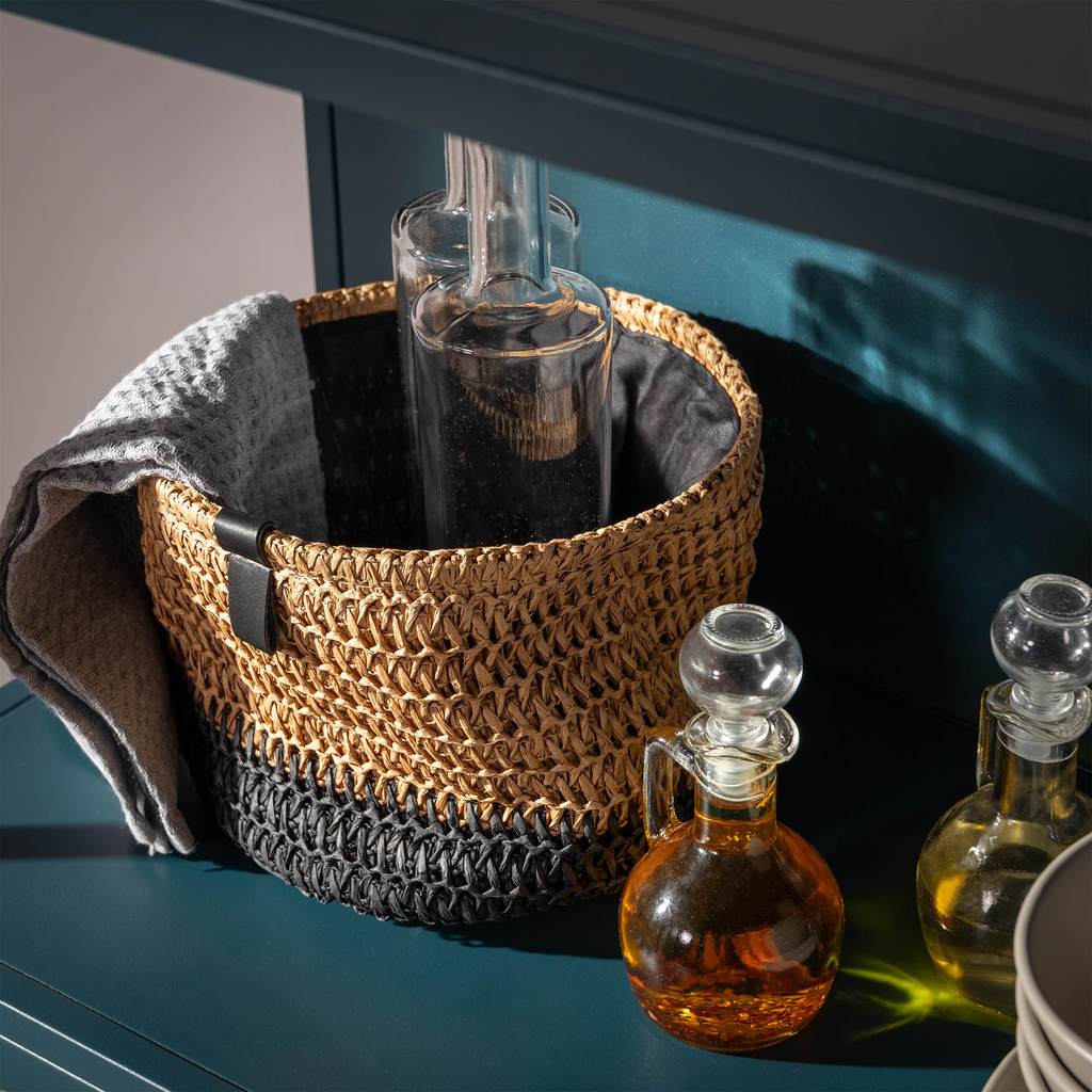 Súprava 3 okrúhlych úložných košov v hnedej a čiernej farbe