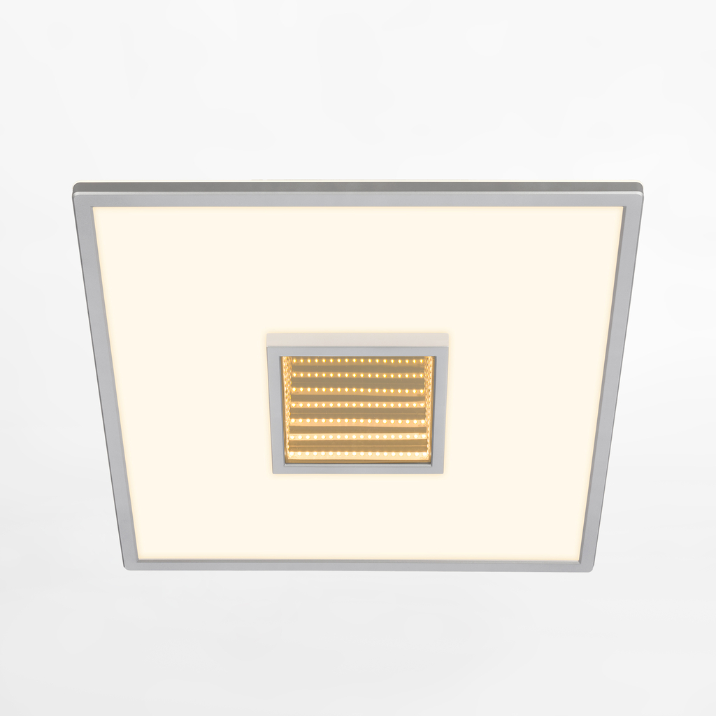 Štvorcové LED stropné svietidlo s efektom hĺbky chróm TORO