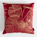 Obliečka na vankúš s motívom monstery v malinovej farbe AMBRO 45x45 cm