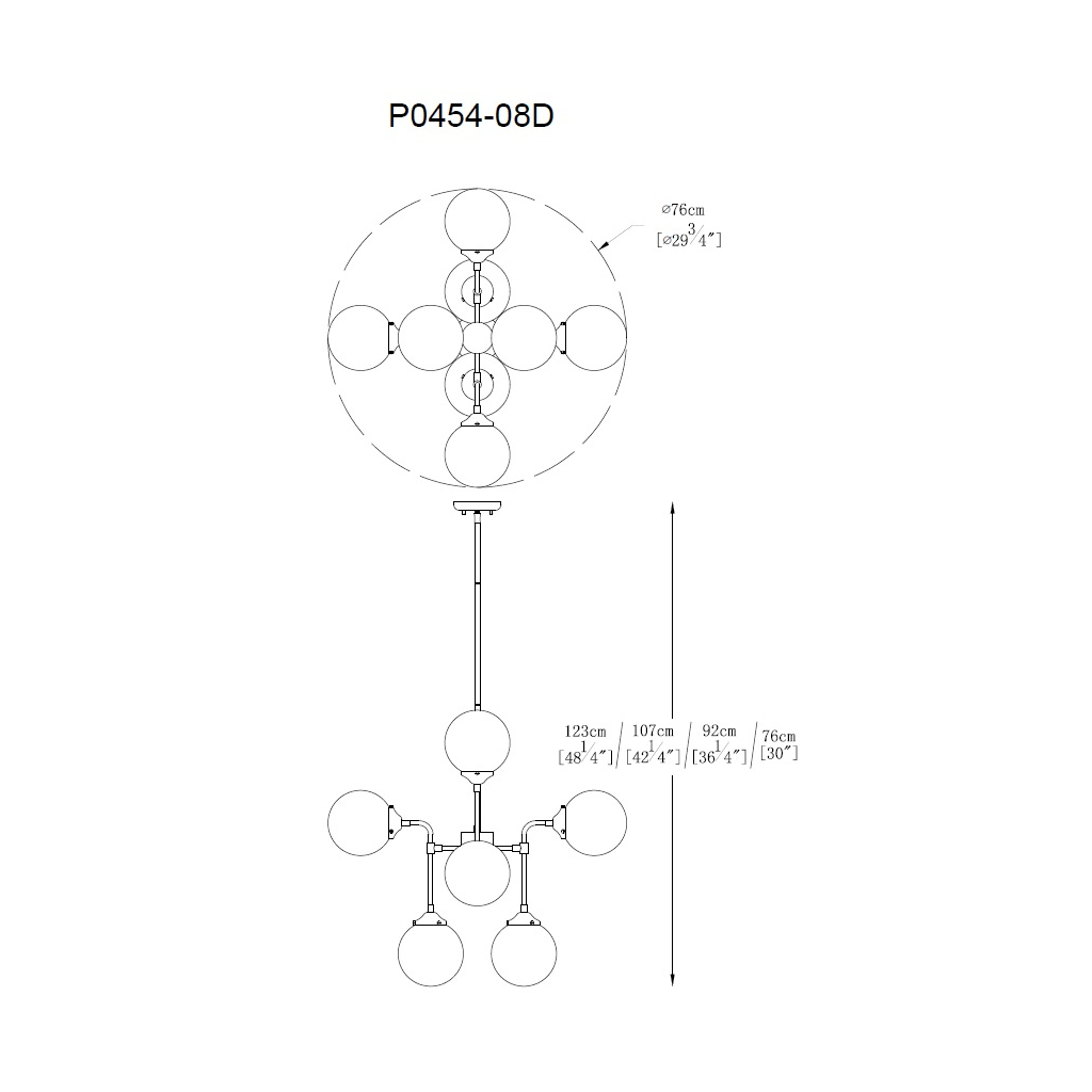 Čierno-zlatý luster RIANO 76 cm s priehľadným tienidlom