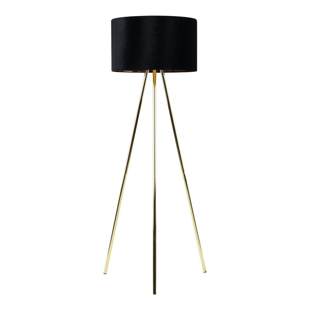 Stojacia lampa UMBERTO zlatá, čierne tienidlo