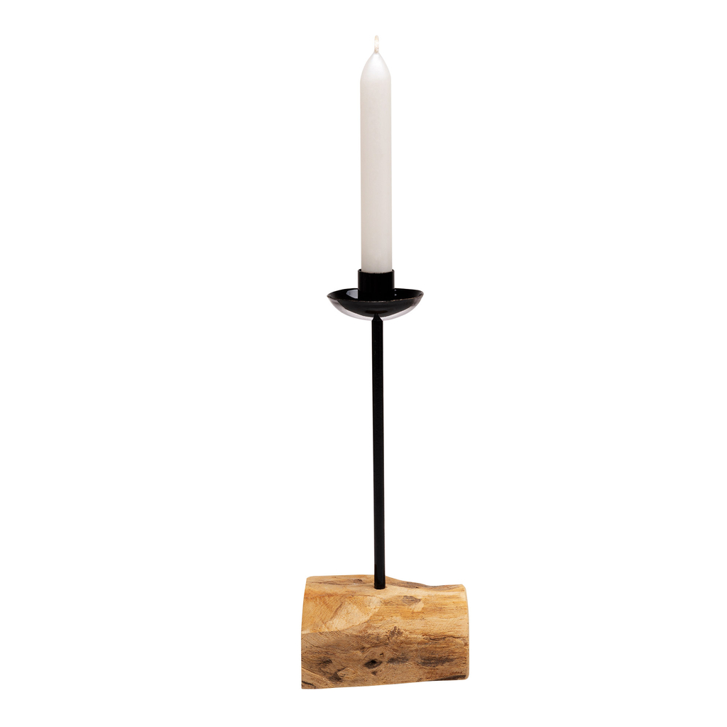 Svietnik na kónickú sviečku drevený 28 cm
