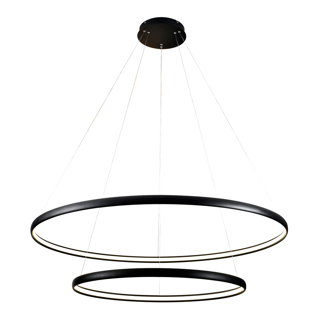 LED luster na lanku 2 prstene čierna CARLO