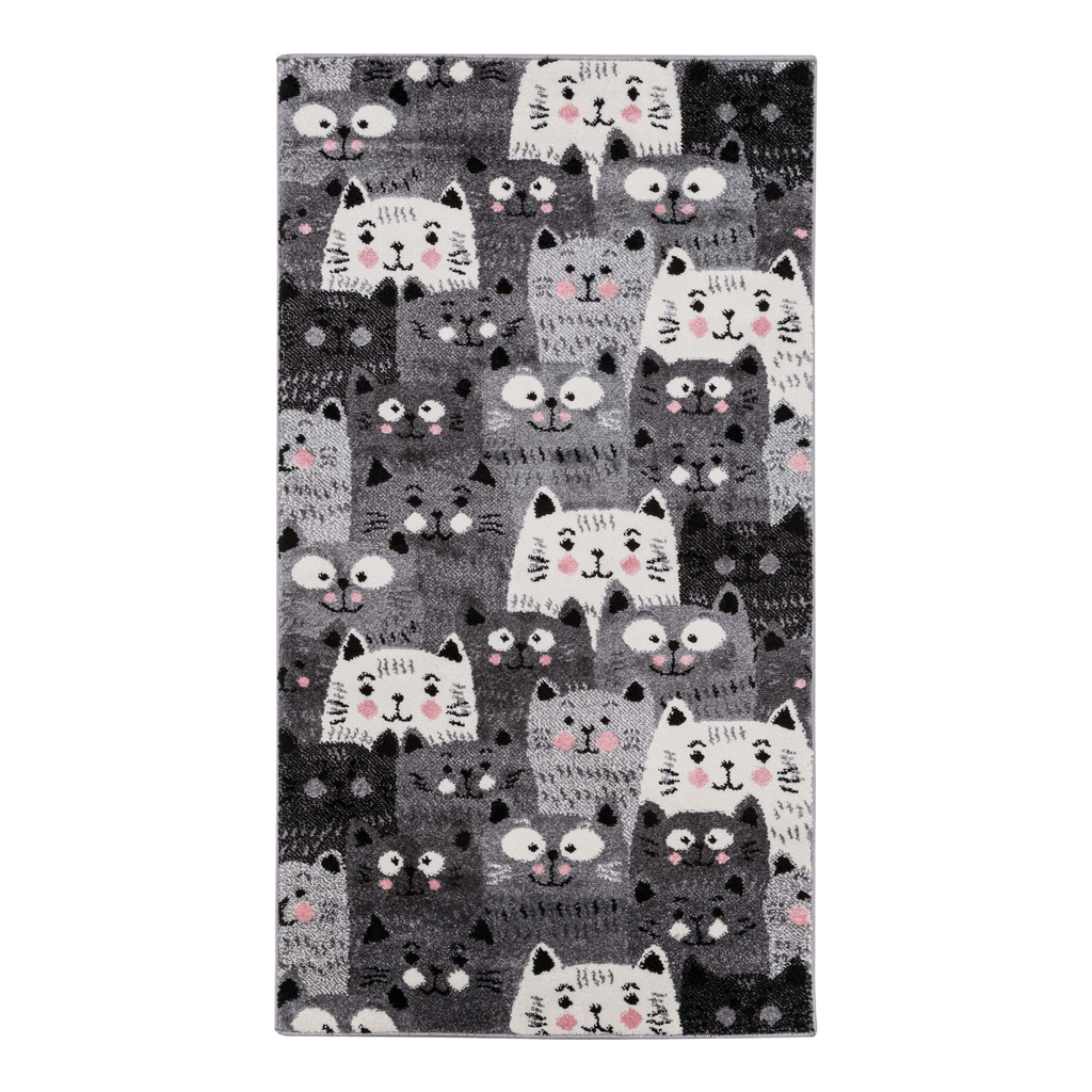 Sivý koberec, mačky HAPPY 80x150 cm