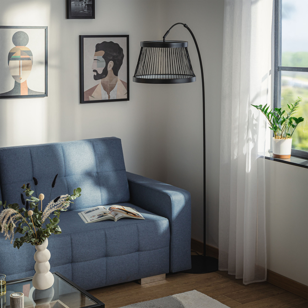 Stojacia LED lampa čierna BALU s diaľkovým ovládaním