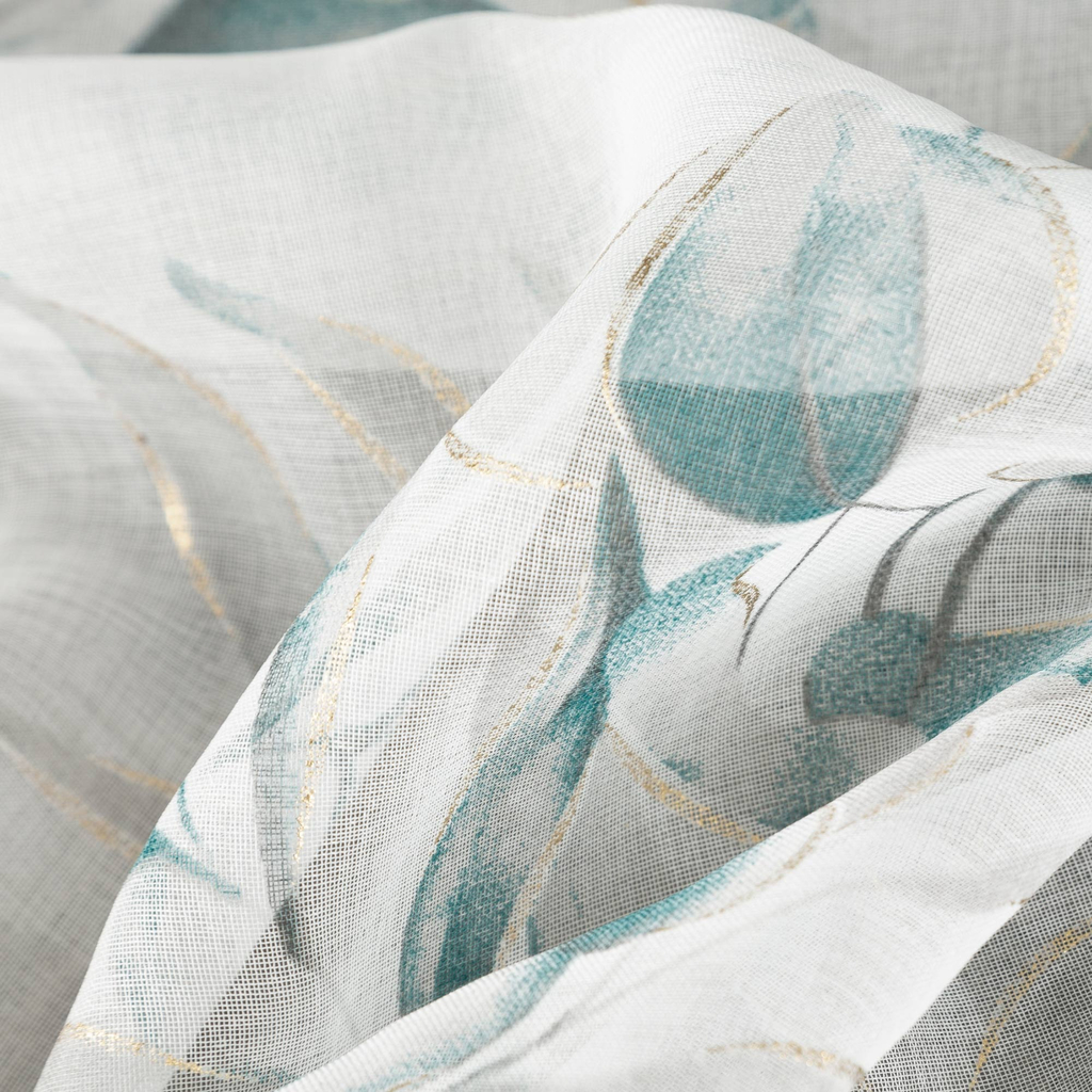 Záves na kolieskach bielo-tyrkysová AVA 140x250 cm