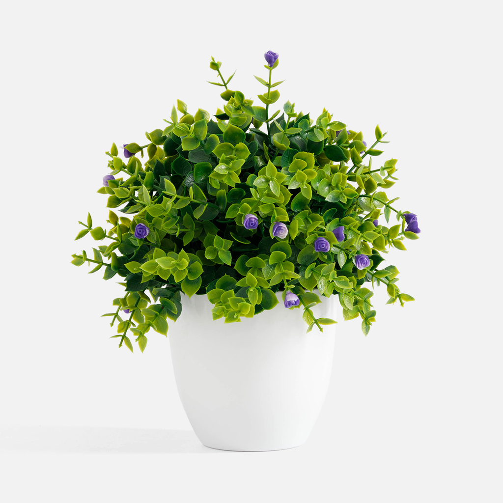 Umelý kvet v bielom kvetináči 30 cm zelená