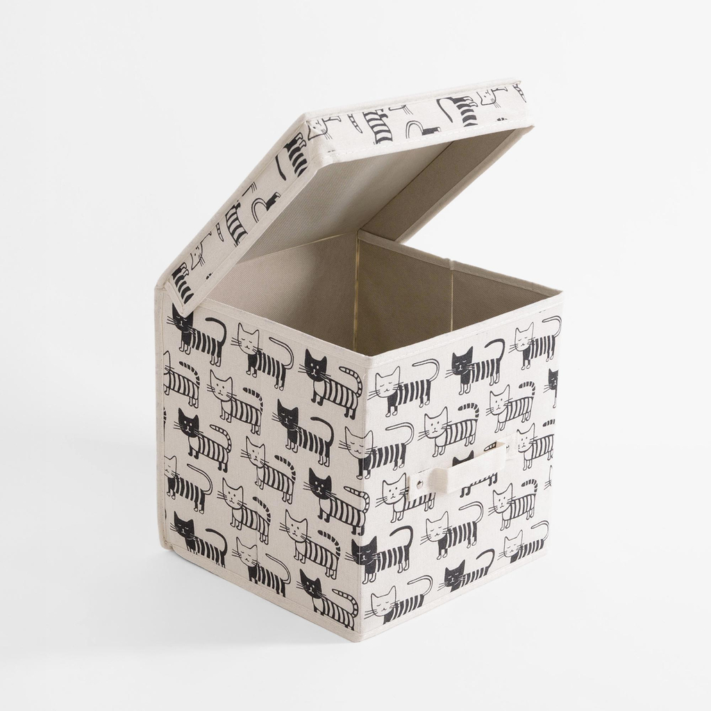 Skladací box s vekom s motívom mačky 28x28x28 cm