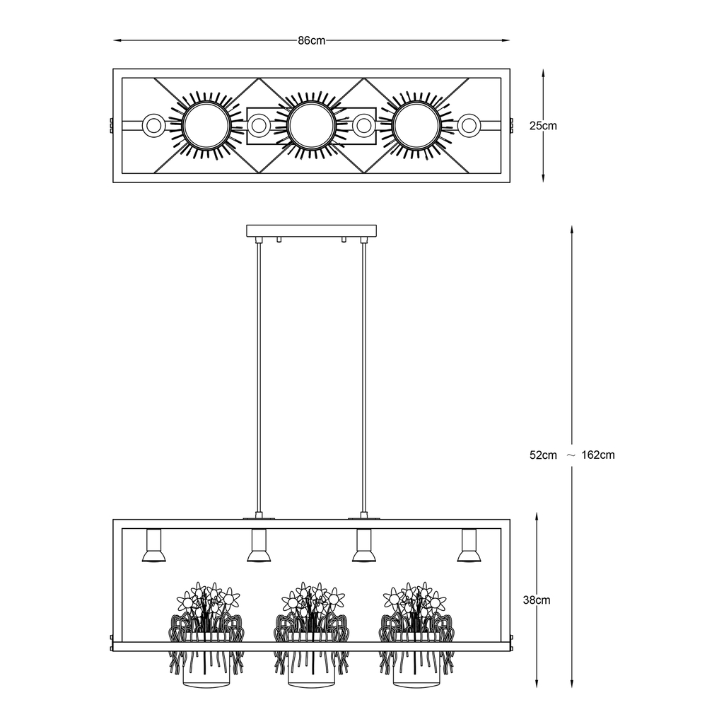 Závesné svietidlo s kvetináčom na rastliny čierne PLANTER