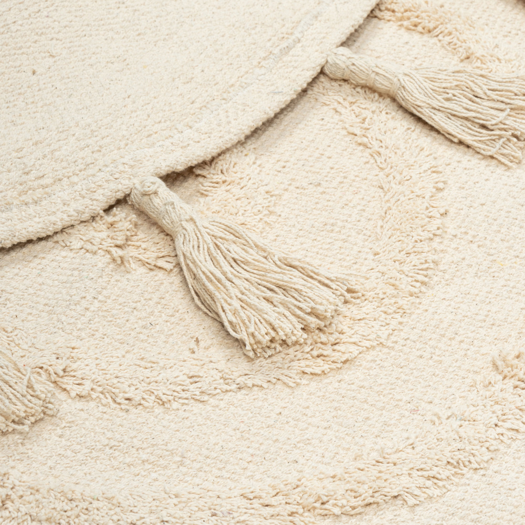 Okrúhly koberec BOHO so strapcami, krémový 100 cm