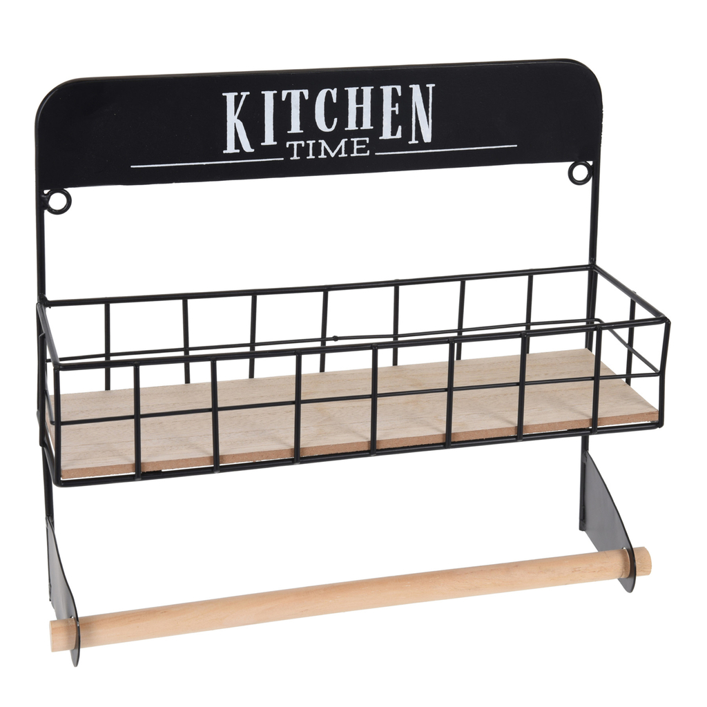 Závesná polica na korenie s držiakom na uteráky