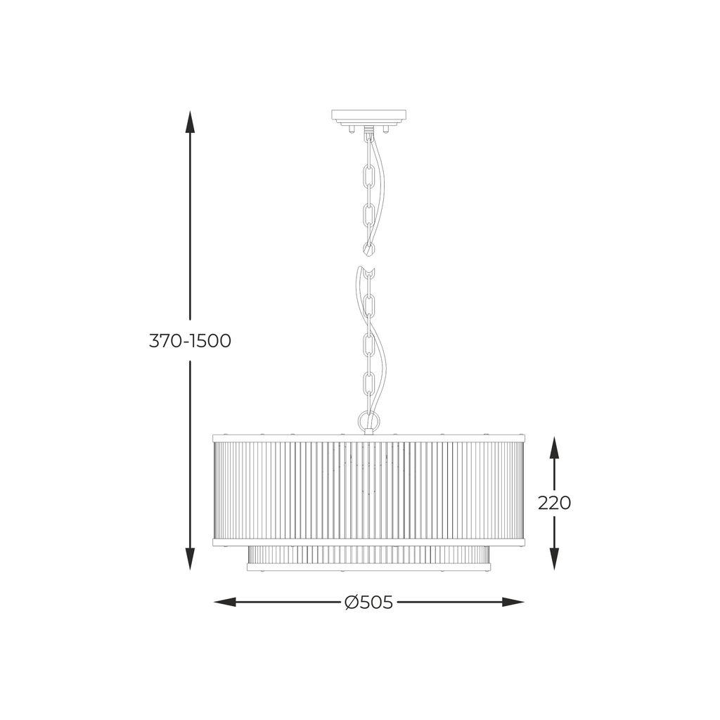 Závesné svietidlo 6xE14 čierne SERGIO 50 cm