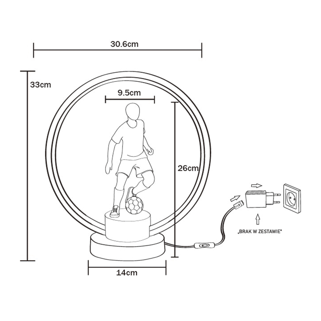 Dekoratívna stolná LED lampa FUTBALISTA