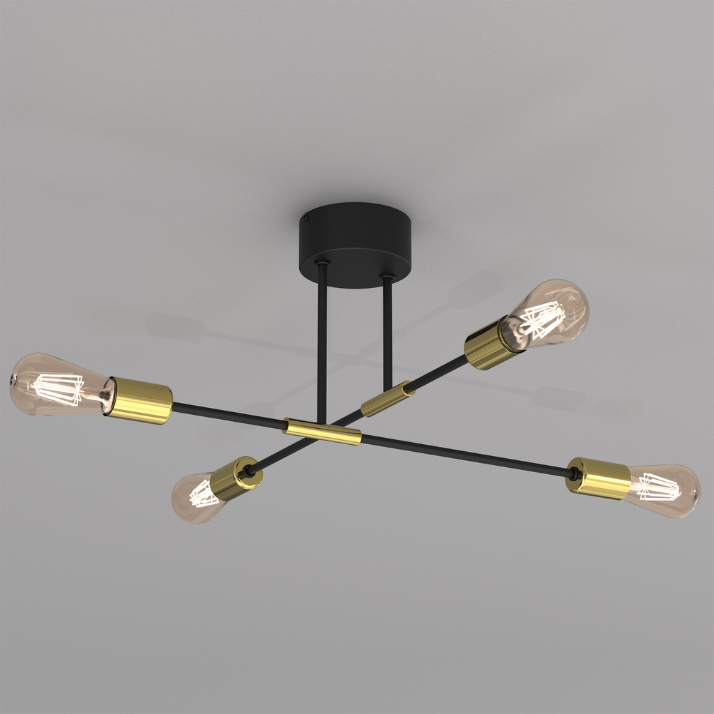 Stropná lampa loftová čierno-zlatá FLAME