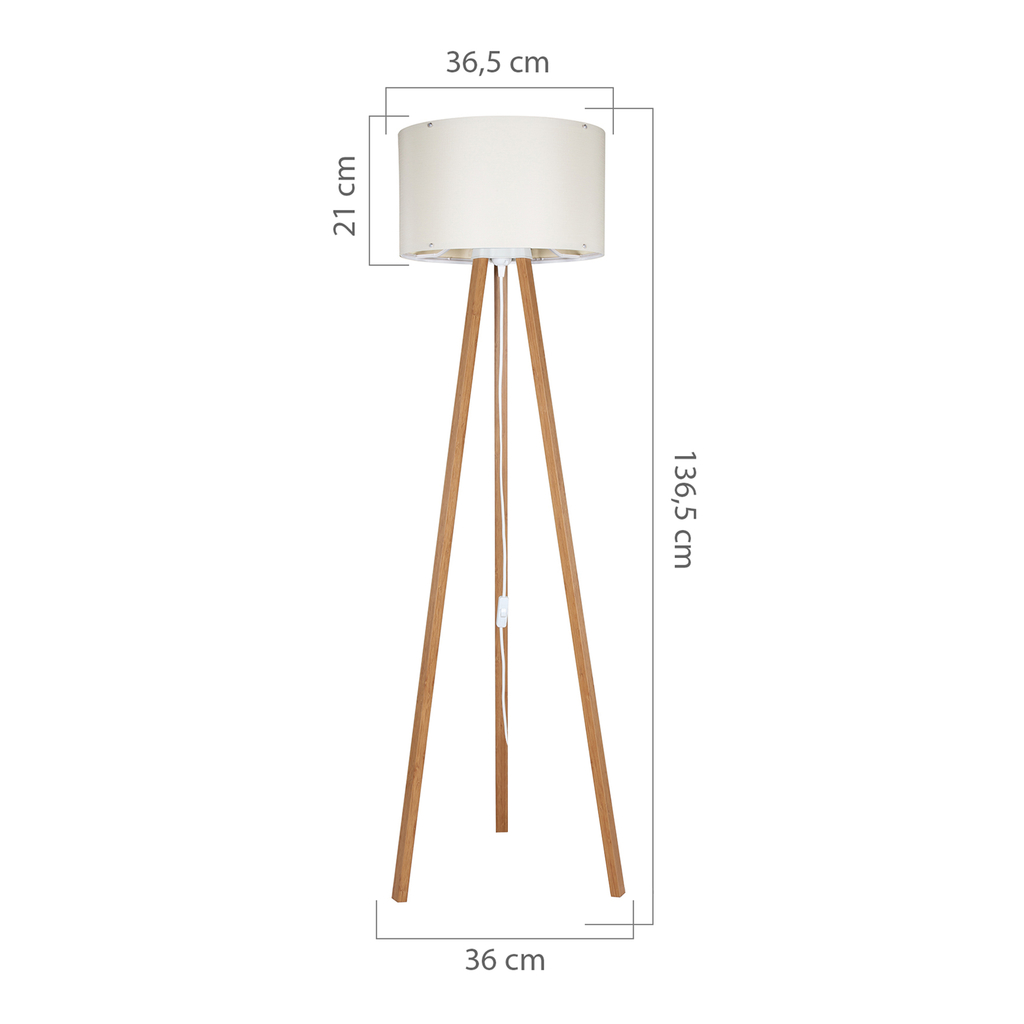 Stojacia lampa PIKO trojnohá bambusová krémová