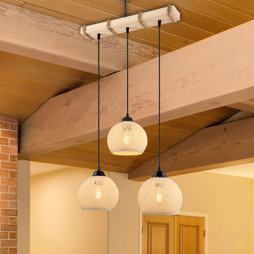 Závesné svietidlo ASPEN 3 boho krémové