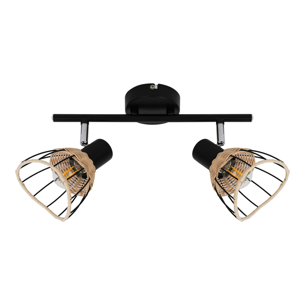 Čierne ratanové 2-bodové svietidlo GENT