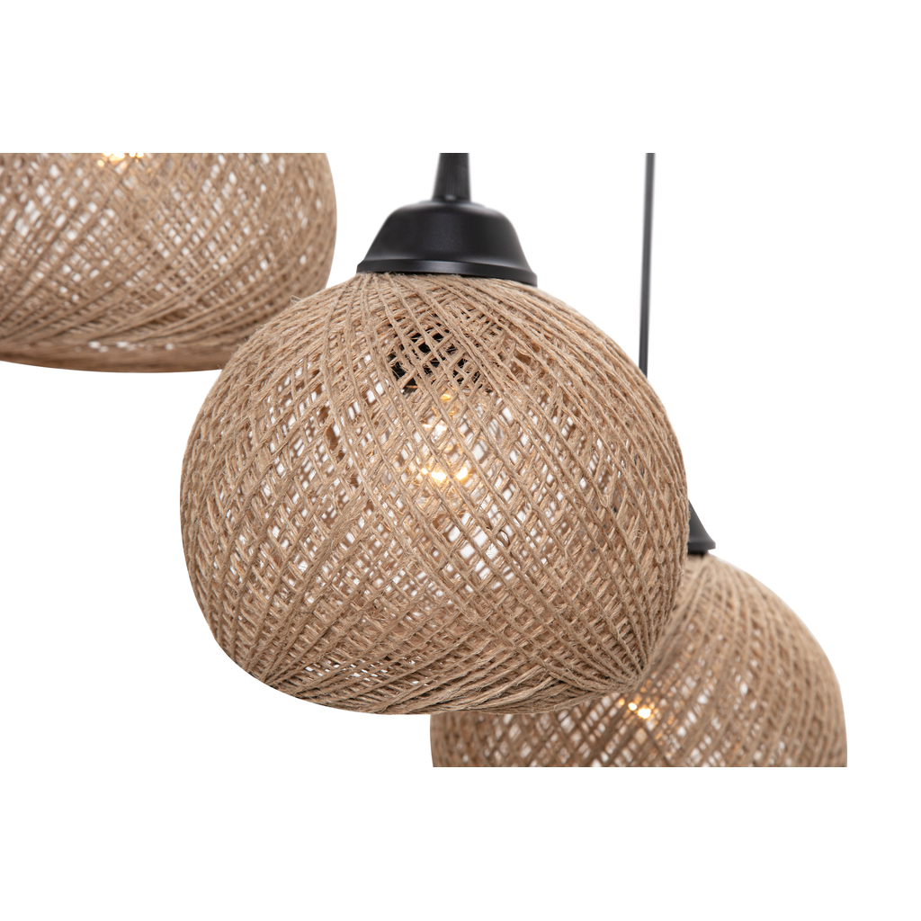 Závesné svietidlo YUMAK 3 boho pletené béžovo-čierne