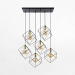 Dizajnový luster na lanku čierno-zlatý ALAMBRE VI