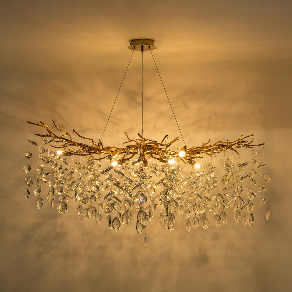 Luster na lanku glamour zlatý CINDY fi100 cm, 10xG9