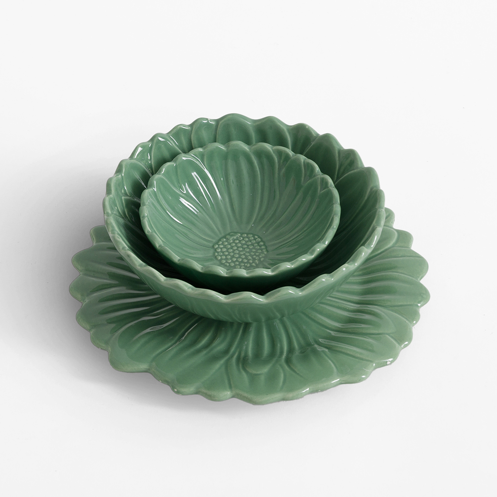 Dezertný tanier zelený kvet 21 cm