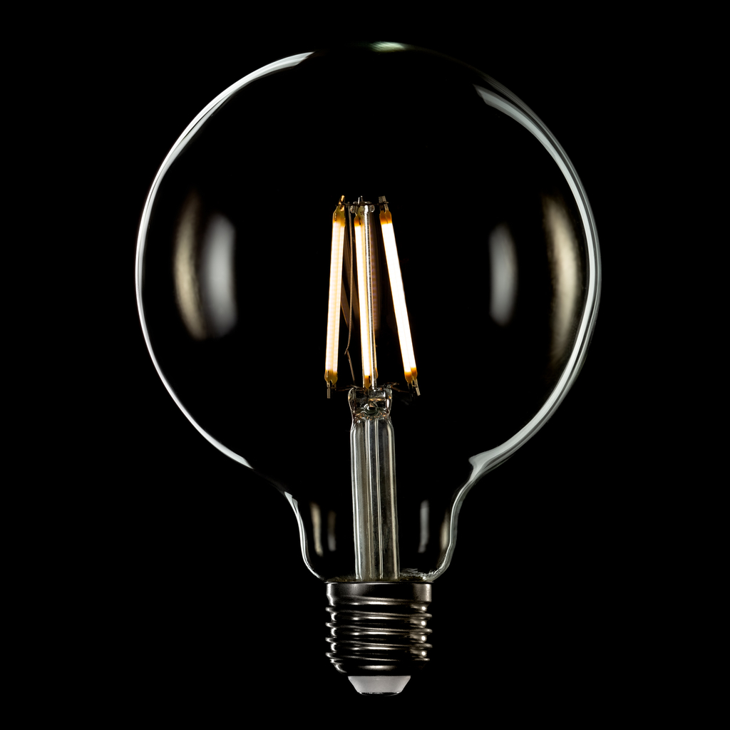 Dekoratívna LED žiarovka E27 6W teplá farba ORO-E27-G80-FL-AMBER-6W-DIMM
