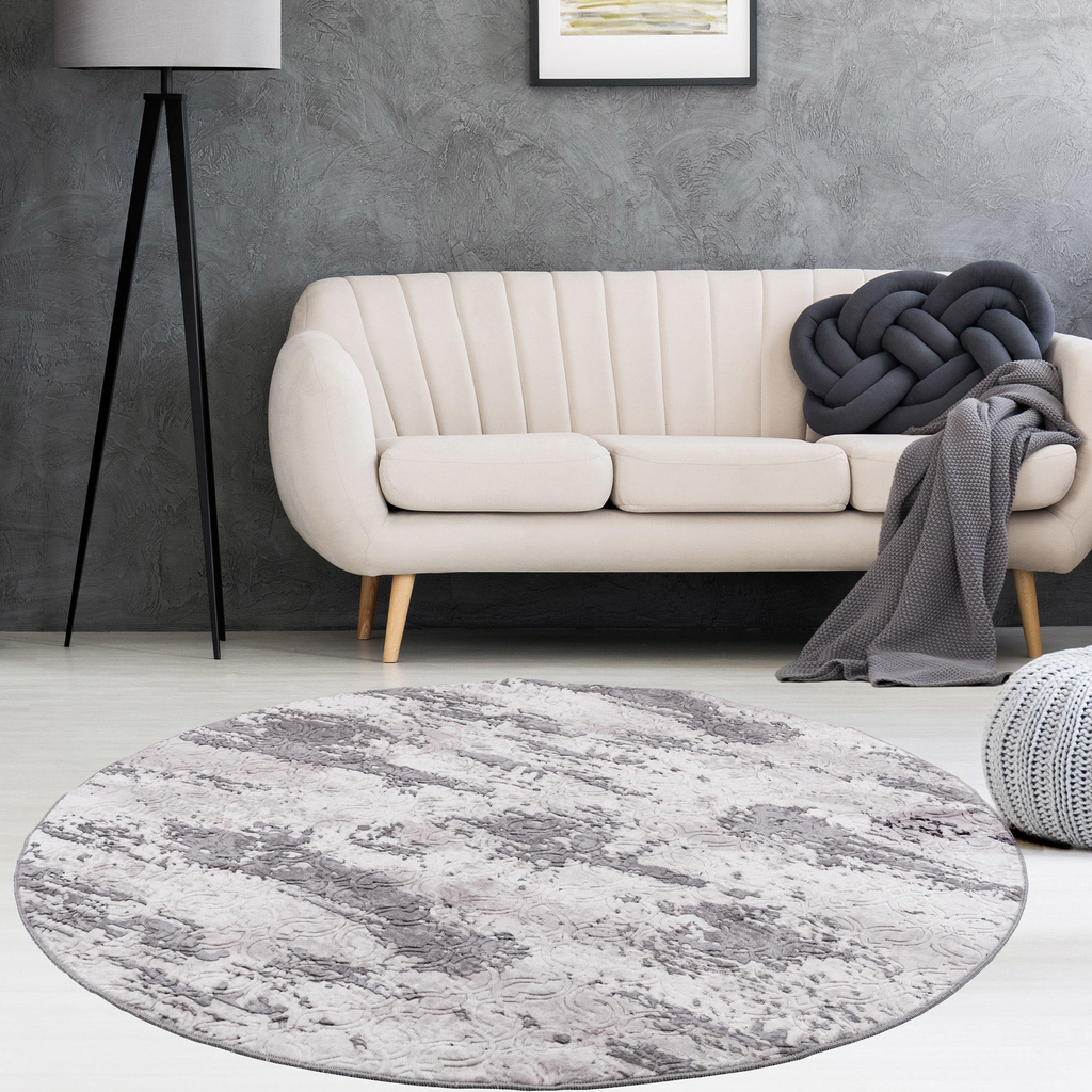 Retro koberec VISION, sivo-antracitový, okrúhly, 120 cm